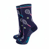 Miss Shorthair Women's Bamboo Socks Tennis In Navy Blue