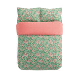 Morris & Co Honeysuckle Cover Set Single Size in Evergreen & Coral