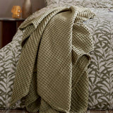 murmur Tess Waffle Throw In Sage Green