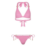 Naia Ursula Triangle Bikini Top In Pink Geo Print