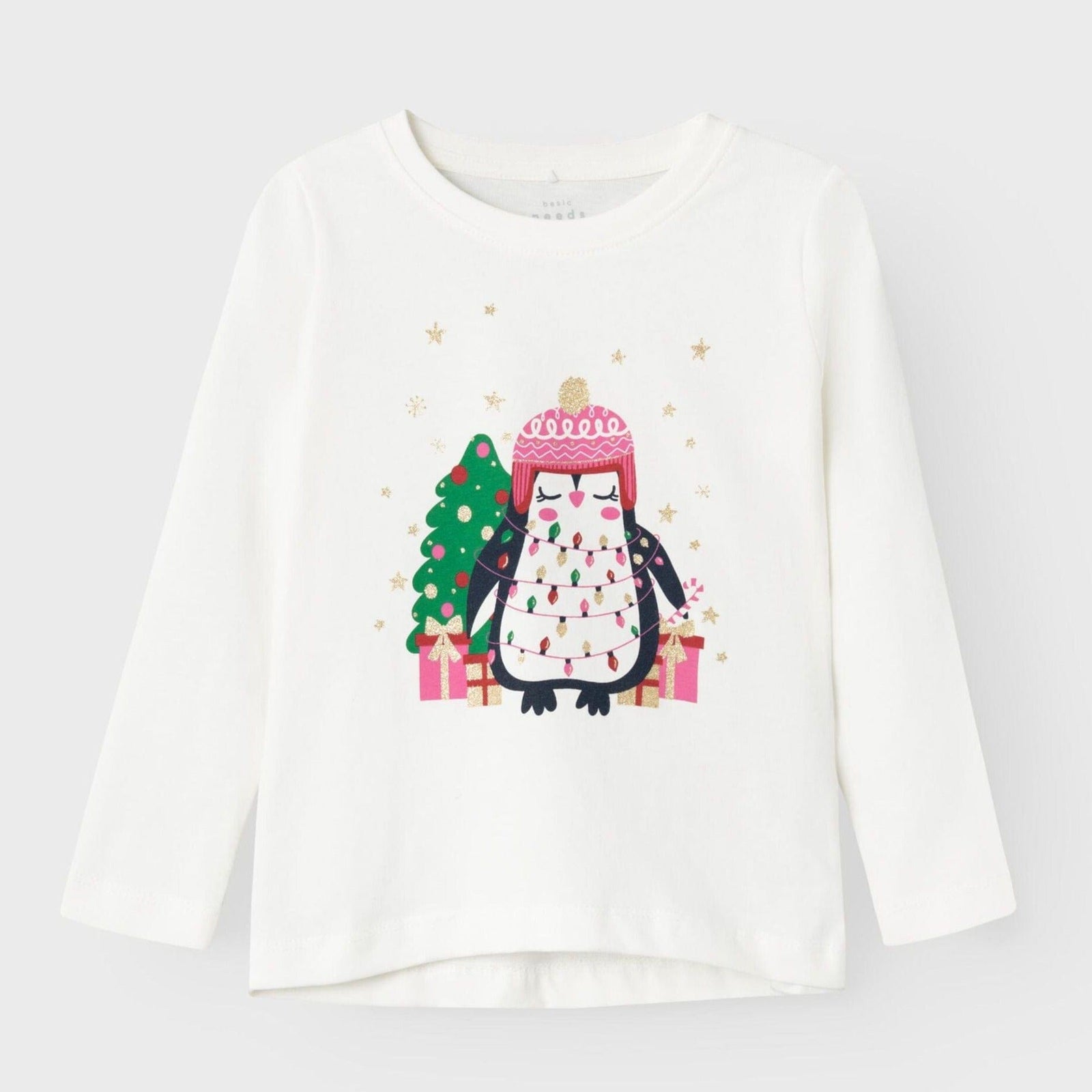 Name IT Christmas Long Sleeve Penguin Top in White