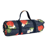 Navigate Summerhouse Strawberries & Cream 175 x 140cm Picnic Blanket Navy Quilted