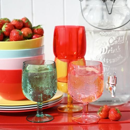 Navigate Summerhouse Strawberries & Cream Set of 4 Stacking Wine Glasses