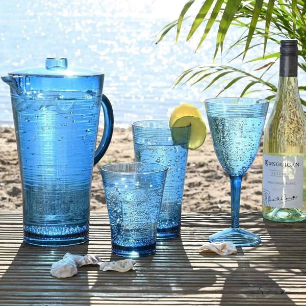 Navitage Linear Plastic Pitcher Blue Glass-Look