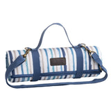 St Ives Picnic Blanket In Blue Stripes, 150 x 135cm