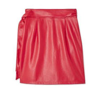 Never Fully Dressed Vegan Leather Mini Jaspre Skirt in Deep Red