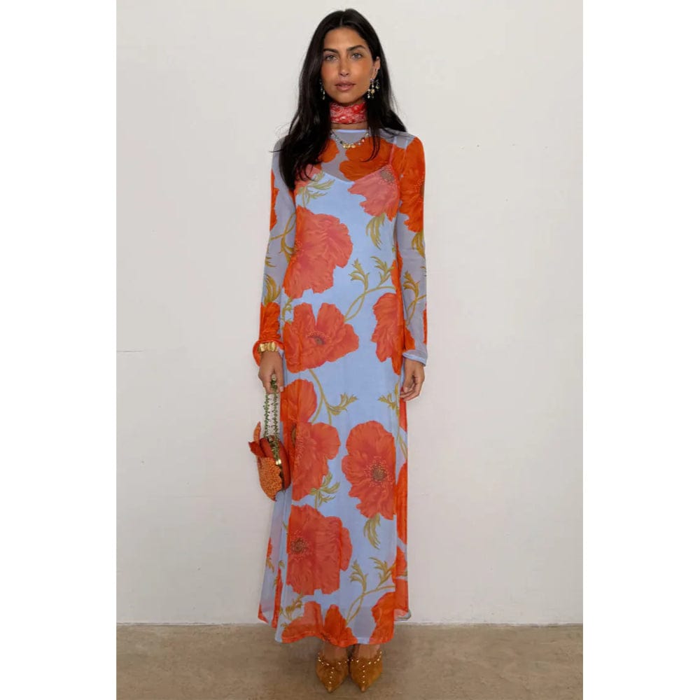 Never Fully Dressed Blue Poppy Aria Mesh Dress