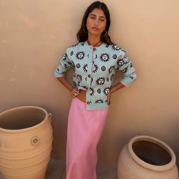 Never Fully Dressed Rosa Forrest Cardigan In Floral Pink