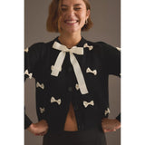 Never Fully Dressed Bow Sophie Cardigan In Black