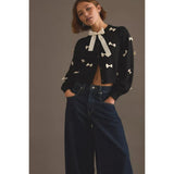 Never Fully Dressed Bow Sophie Cardigan In Black