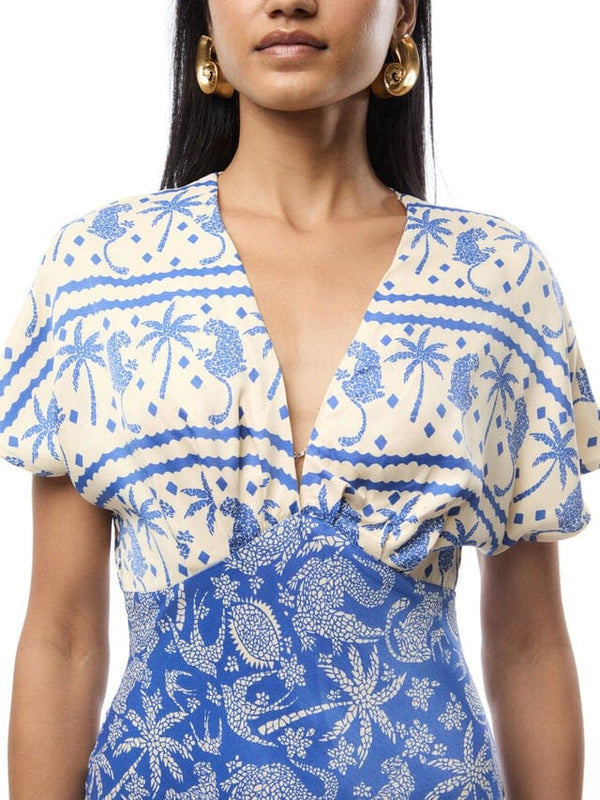 Never Fully Dressed Elodie Maxi Dress in Blue Paisley Print