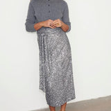 Never Fully Dressed Gunmetal Sequin Jaspre Midi Skirt In Grey