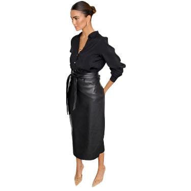 Never Fully Dressed Jaspre Faux Leather Skirt In Black