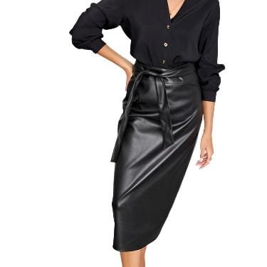 Never Fully Dressed Jaspre Faux Leather Skirt In Black