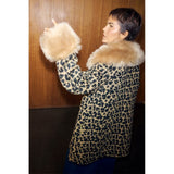 Never Fully Dressed Leopard Coat with Faux Fur Trims In Brown