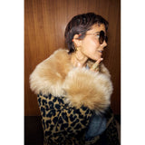 Never Fully Dressed Leopard Coat with Faux Fur Trims In Brown