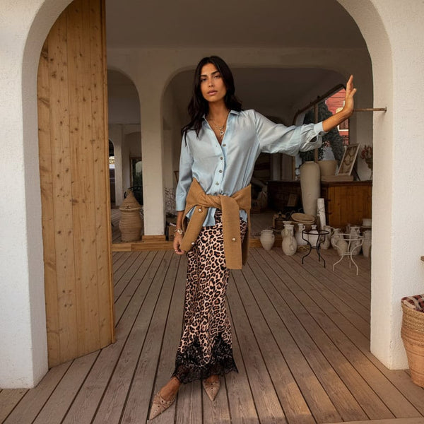 Never Fully Dressed Leopard Lace Midi Maeva Skirt