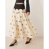 Never Fully Dressed Monika Bow Midi Skirt In Ivory