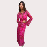 Never Fully Dressed Paisley Mesh Dress In Pink