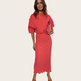 Never Fully Dressed Plisse Tilly Dress in Coral