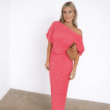 Never Fully Dressed Plisse Tilly Maxi Dress In Pink