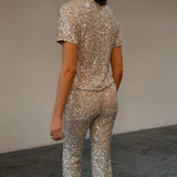 Never Fully Dressed Sequin T-Shirt In Silver