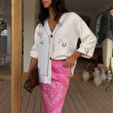 Never Fully Dressed Western Martha Cardigan In Cream