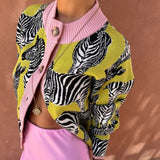 Never Fully Dressed Zebra Jacquard Zizi Cardigan In Green