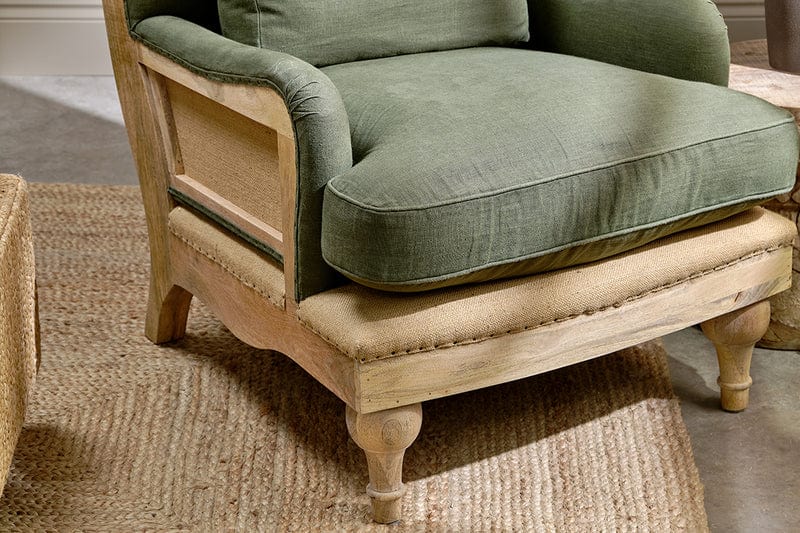 Nkuku Abe Deconstructed Linen Armchair - Olive