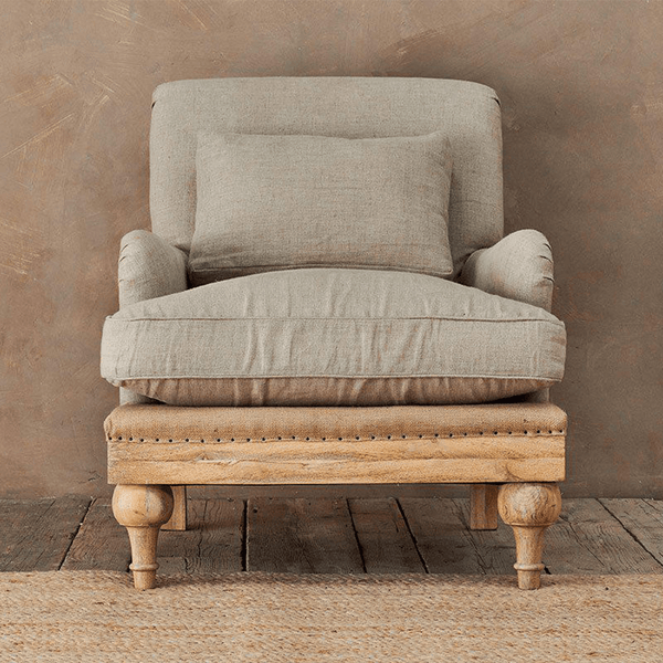 Nkuku Abe Linen Armchair in Stone