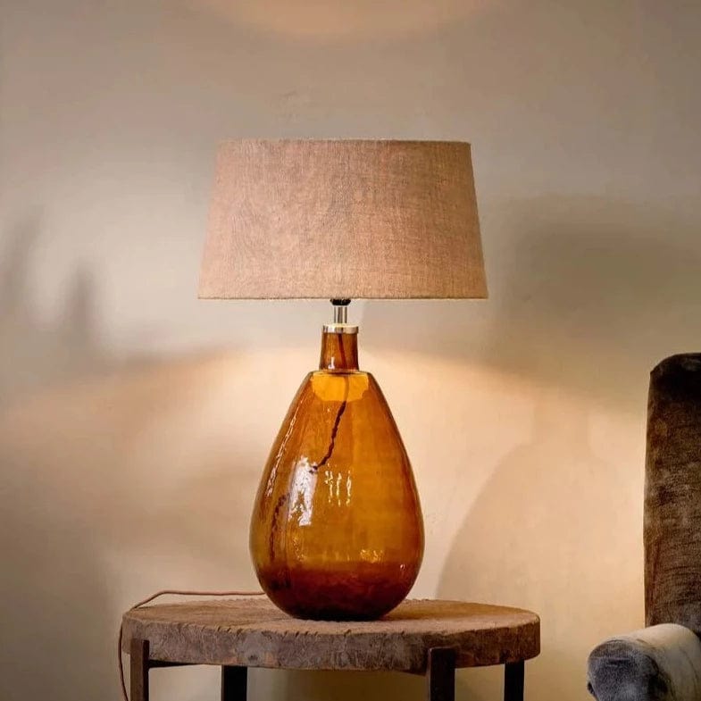Nkuku Baba Glass Lamp in Burnt Amber - Large Tall