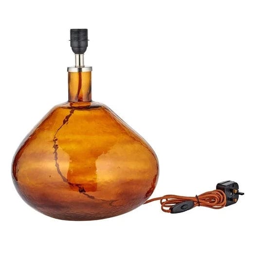 Nkuku Baba Recycled Glass Lamp - Burnt Amber - Large Wide