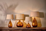 Nkuku Baba Recycled Glass Lamp - Burnt Amber - Small Wide