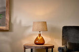 Nkuku Baba Recycled Glass Lamp - Burnt Amber - Small Wide