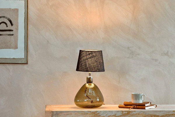 Nkuku Baba Recycled Glass Lamp - Green Smoke - Small Wide