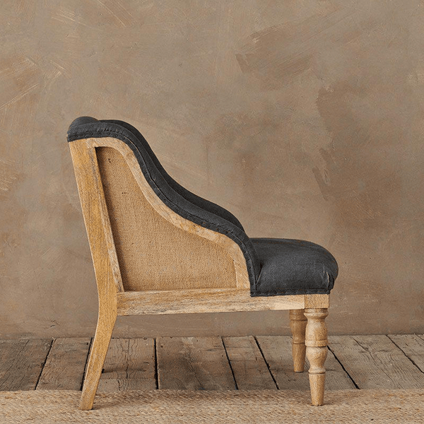 Nkuku Elbu Linen Armchair in Charcoal