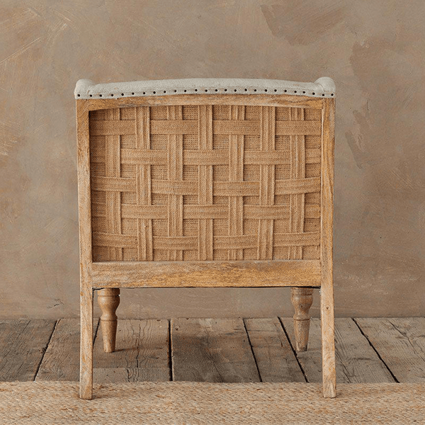 Nkuku Elbu Linen Armchair in Stone