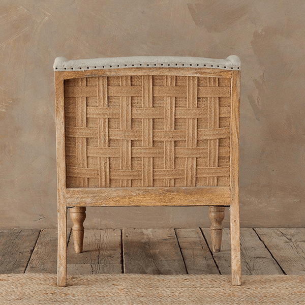 Nkuku Elbu Linen Armchair in Stone