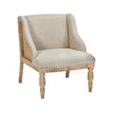 Nkuku Elbu Linen Armchair in Stone