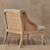 Nkuku Elbu Linen Armchair in Stone