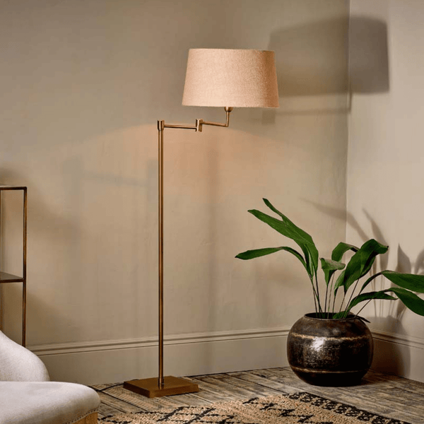 Nkuku Kara Floor Lamp in Brass