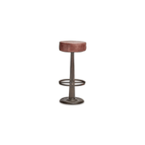 Nkuku Narwana Leather Round Stool in Chocolate Brown