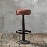 Nkuku Narwana Leather Round Stool in Chocolate Brown