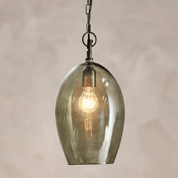 Nkuku Otoro Glass Pendant Green Smoke - Large Oval