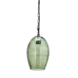 Nkuku Otoro Glass Pendant Green Smoke - Large Oval