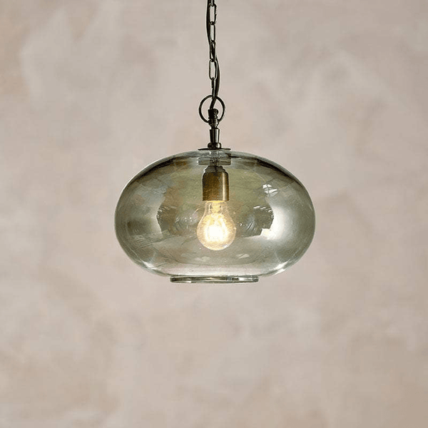 Nkuku Otoro Glass Pendant Green Smoke - Small Round
