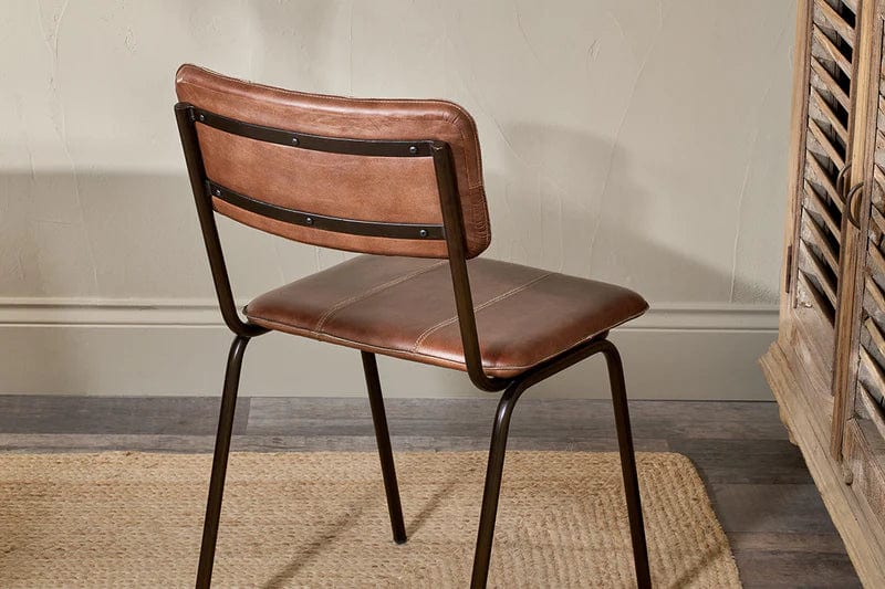 Nkuku Ukari Leather Dining Chair - Chocolate Brown
