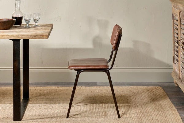 Nkuku Ukari Leather Dining Chair - Chocolate Brown