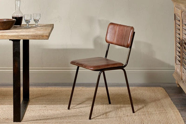 Nkuku Ukari Leather Dining Chair - Chocolate Brown