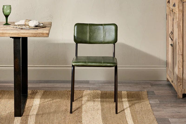 Nkuku Ukari Leather Dining Chair - Rich Green